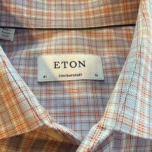 Eton Men's Plaid Dress Shirt - Red and Blue